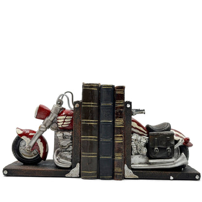 Motorbike Bookends Power Bike Gift for Biker Figurine Book Stoppers Decorative Shelf Accents Biker Decor Ornament vehicle sculpture library