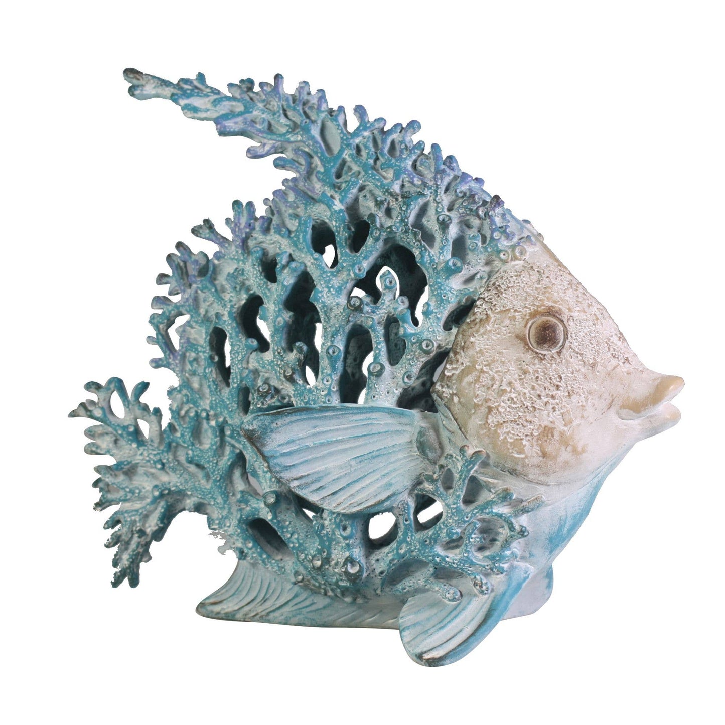 28cm Coral Creatures Angel Fish Nautical Fish Ornament Turquoise Blue Coral Fish Large Angel Fish Sculpture Free Standing Statue