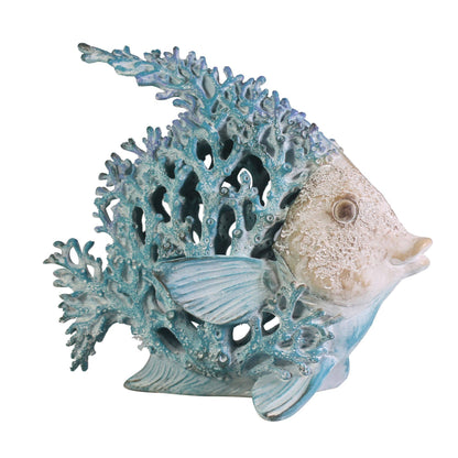 28cm Coral Creatures Angel Fish Nautical Fish Ornament Turquoise Blue Coral Fish Large Angel Fish Sculpture Free Standing Statue