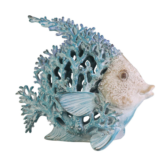 28cm Coral Creatures Angel Fish Nautical Fish Ornament Turquoise Blue Coral Fish Large Angel Fish Sculpture Free Standing Statue