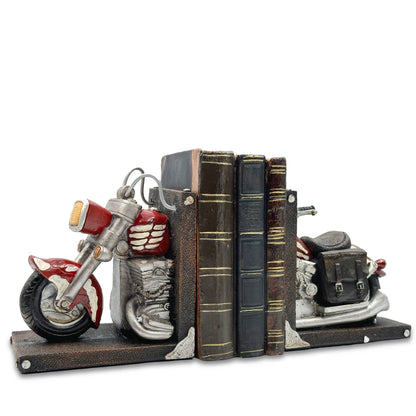 Motorbike Bookends Power Bike Gift for Biker Figurine Book Stoppers Decorative Shelf Accents Biker Decor Ornament vehicle sculpture library