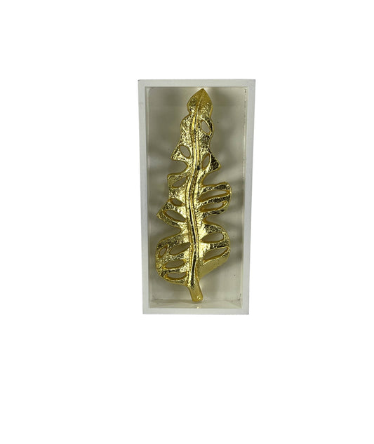Gold Palm Leaf Shadow Box Wall Mounted Golden Decor Framed Gold Leaf