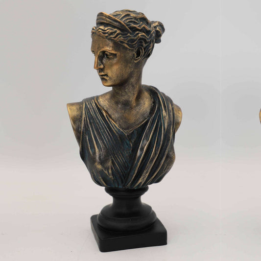 30cm Hand-painted Bronze Effect Greek Lady Statue Art Decor Female Sculpture Greek Figurine Lady Woman Bust
