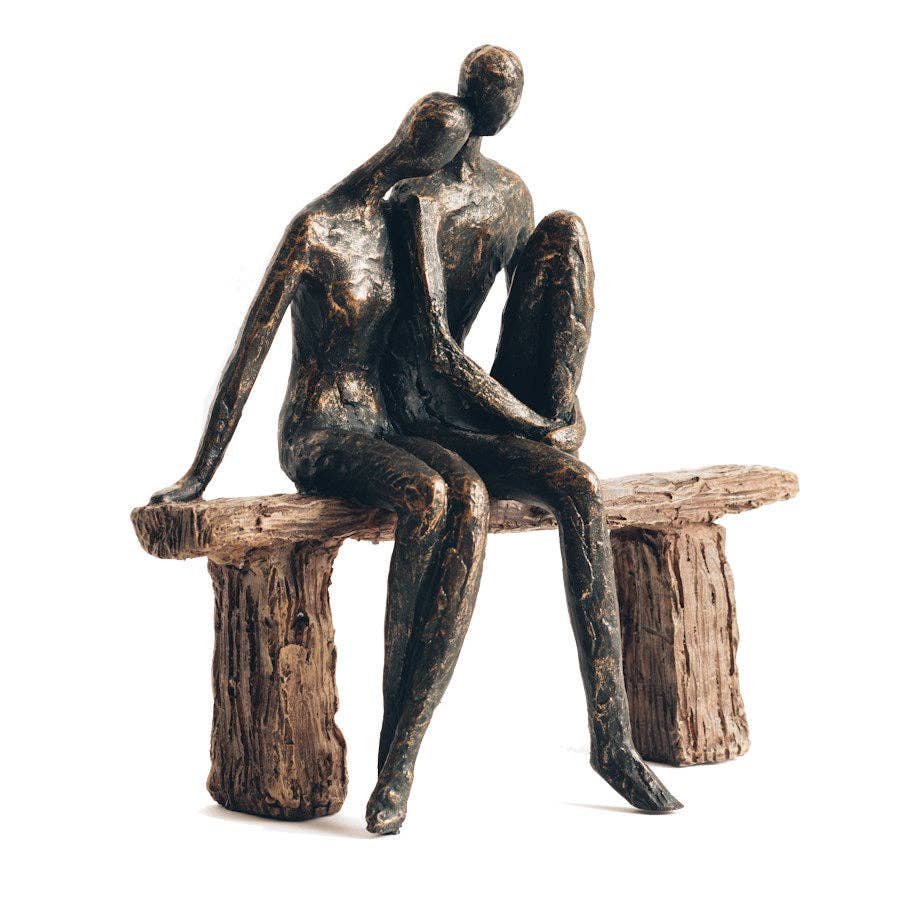 Romantic Couple Figurine Sitting on Bench Couple Sculpture Anniversary Wedding Valentine Romantic Gift Statue