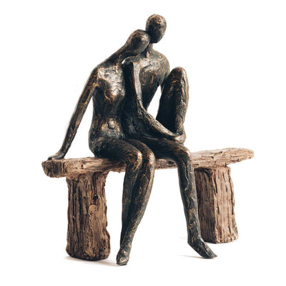 Romantic Couple Figurine Sitting on Bench Couple Sculpture Anniversary Wedding Valentine Romantic Gift Statue