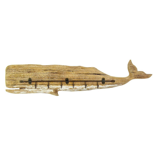 50cm Rustic Wooden Whale Hook Board HAT Keys COAT HOOK RAIL Hook RACK Fish Whale