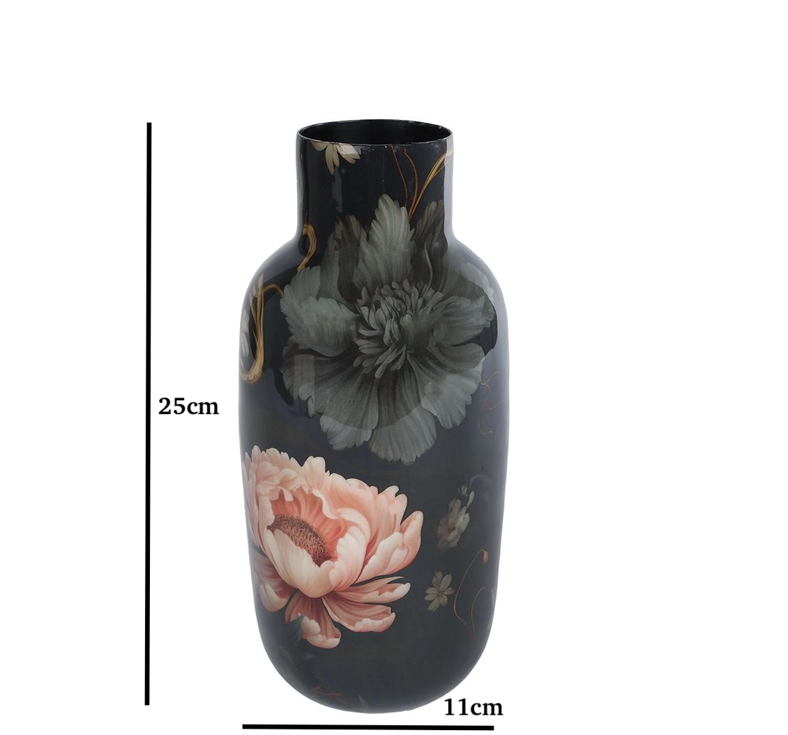 25cm High Black Floral Vase Elegant Metal Vase / Pigeon Vase Black