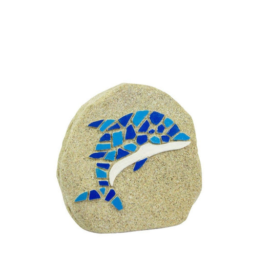 Handpainted Blue Mosaic Dolphin Figurine Sea Life Marine Creature Seaside Ornament Small Fish Seaside Dolphin Ornament