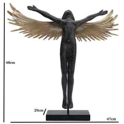 Barbelo - Bronze Effect Statue Art Decor Winged Female Sculpture Greek Mythology Figurine Lady Woman with Wings