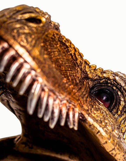 T-Rex Head Storage Dish Dinosaur Skull Antique Golden Table Dish T-Rex Prehistoric Sculpture Decorative Bowl