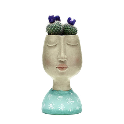 Green Ceramic Plant Pot Face Plant Planter Flower Head Resin Pots Decor Vase Succulent Garden Indoor Plant Pot