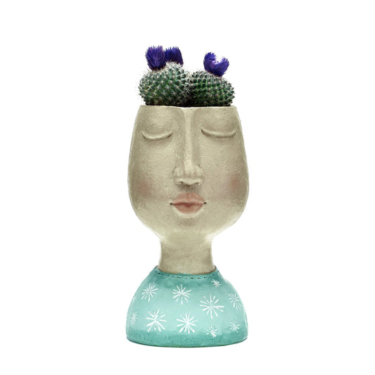 Green Ceramic Plant Pot Face Plant Planter Flower Head Resin Pots Decor Vase Succulent Garden Indoor Plant Pot