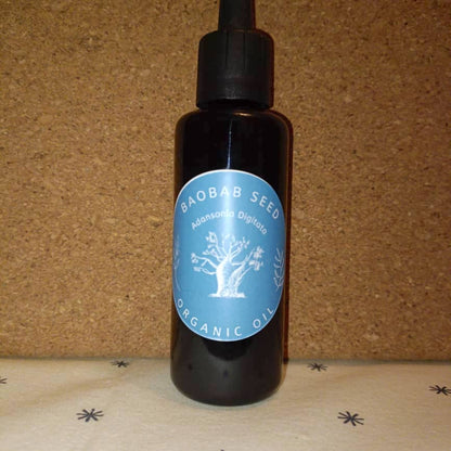 Organic Baobab Seed Oil (Adansonia Digitata) in Miron Violet Glass with Dropper Bottled by Hand Food Grade Cold Pressed Baobab Seed Oil