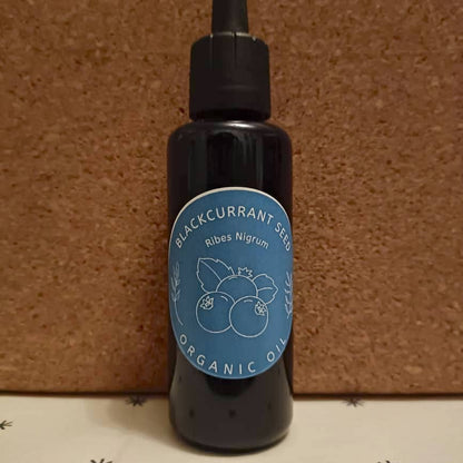 Organic Blackcurrant Seed Oil (Ribes Nigrum) in Miron Glass with Dropper Bottled by Hand Food Grade Cold Pressed Blackcurrant Oil