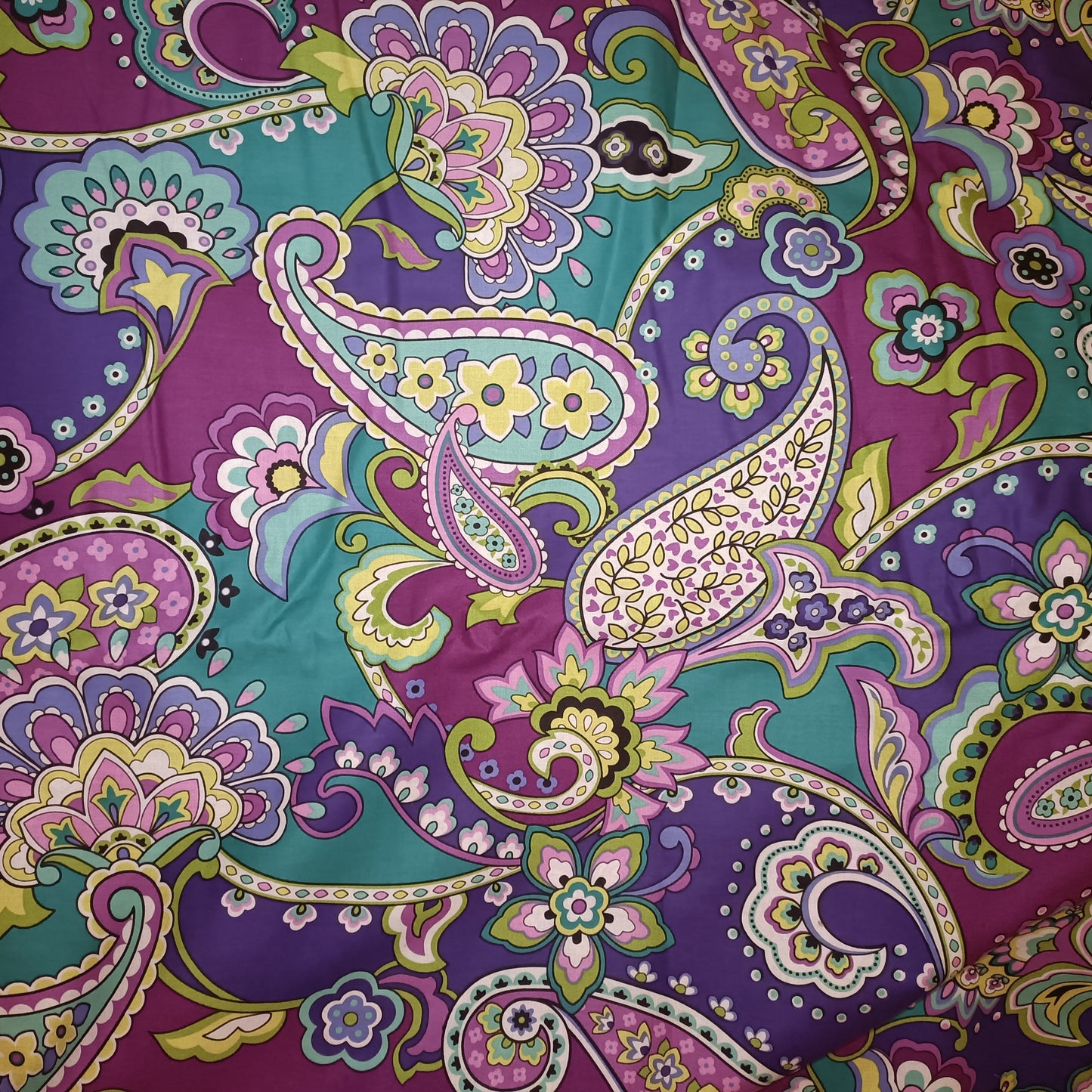 Shades of Purple and Teal Multicoloured Paisley Print Cotton Poplin Fabric 60" Sold per Meter Beautiful Print Paisley Dressmaking Fabric Soft