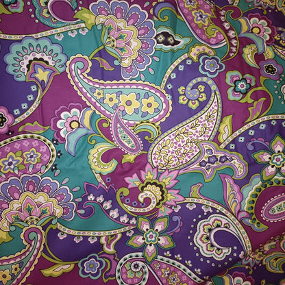 Shades of Purple and Teal Multicoloured Paisley Print Cotton Poplin Fabric 60" Sold per Meter Beautiful Print Paisley Dressmaking Fabric Soft