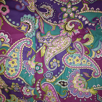 Shades of Purple and Teal Multicoloured Paisley Print Cotton Poplin Fabric 60" Sold per Meter Beautiful Print Paisley Dressmaking Fabric Soft