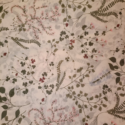 3 meters Beautiful Botanicals Leaves Vines Chiffon Dressmaking Fabric 56" Red and Olive Green Print Leaf sold per meter dressmaking garden
