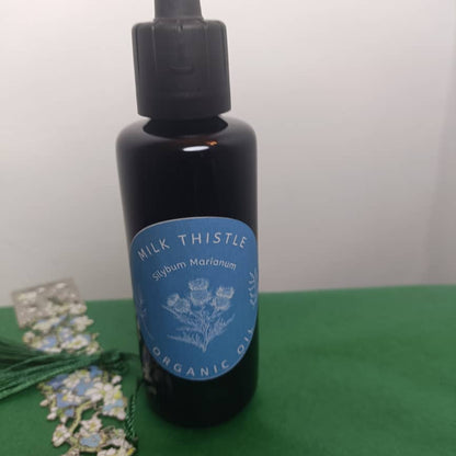Organic Milk Thistle Oil in Miron Glass with Dropper Food Grade Cold Pressed Milk Thistle Oil Food Grade Oil Holy Thistle