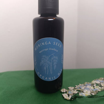 Organic Moringa Seed Oil (Moringa Oleifera) in Miron Violet Glass with Dropper Bottled by Hand Food Grade Cold Pressed Moringa Seed Oil