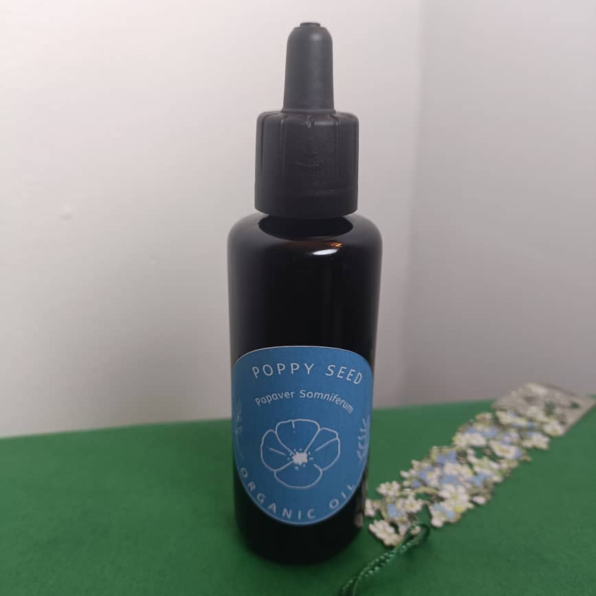 Organic Poppy Seed Oil (Papaver Somniferum) in Miron Glass with Dropper Bottled by Hand Food Grade Cold Pressed Poppy Seed Oil