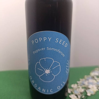 Organic Poppy Seed Oil (Papaver Somniferum) in Miron Glass with Dropper Bottled by Hand Food Grade Cold Pressed Poppy Seed Oil