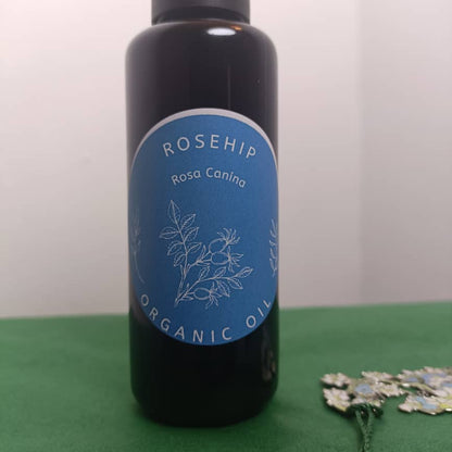 Organic Rosehip Oil (Rosa Canina) in Miron Glass with Dropper Bottled by Hand Food Grade Cold Pressed Rosehip Seed Oil