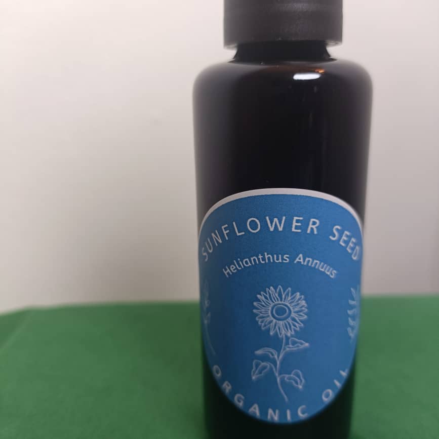 Organic Sunflower Seed Oil (Helianthus Annuus) in Miron Glass with Dropper Bottled by Hand Food Grade Cold Pressed Sunflower Oil