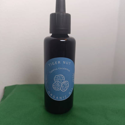 Organic Tiger Nut Oil (Cyperus Esculentus) in Miron Glass with Dropper Bottled by Hand Food Grade Cold Pressed Tigernut Oil