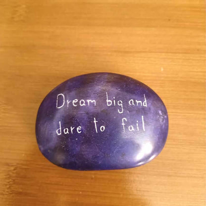 Dream Big Stone Sentiment Message Pebble Words Motivational Gift Inspirational Quote Paper Weight Encouragement Supportive Meaningful Gift
