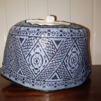 23 inch African Hausa Fulani Traditional Handmade Cap Nigerian Tangaran Size 23" Costume Headwear Headgear for Men Woven Hat West Africa
