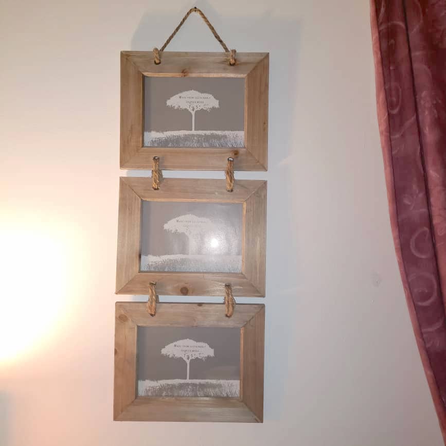 Handmade Wooden Multi Photo Picture Frame Hanging Three Photos Rustic Wood Triple for 5x7 inch photos 3 Tiered Photo Frame Three Pictures