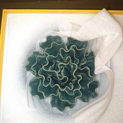 15cm Ceramic Wall Flower Sea Lettuce Teal Turquoise Floral Vegetable Wall Mounted Ceramic Sea Lettuce