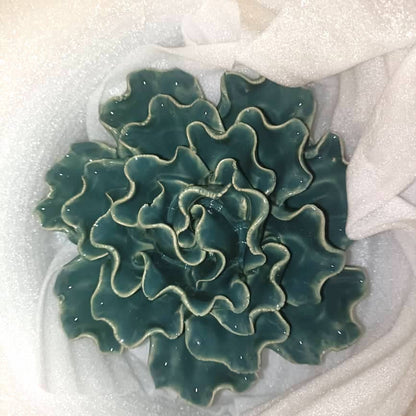 15cm Ceramic Wall Flower Sea Lettuce Teal Turquoise Floral Vegetable Wall Mounted Ceramic Sea Lettuce