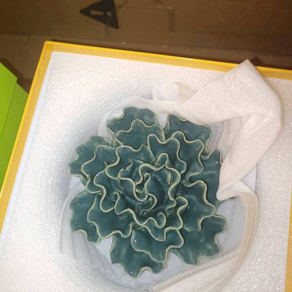 15cm Ceramic Wall Flower Sea Lettuce Teal Turquoise Floral Vegetable Wall Mounted Ceramic Sea Lettuce
