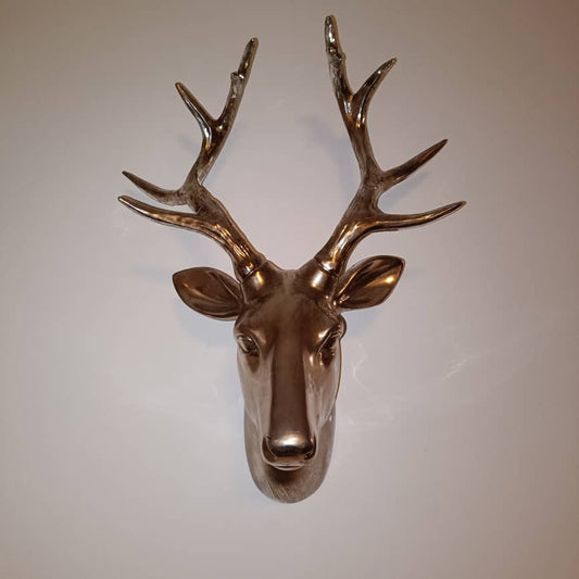 43cm Champagne Stag Head Wall Hanging Stag Bust Antlers Deer Head Wall Mounted