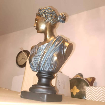 30cm Hand-painted Bronze Effect Greek Lady Statue Art Decor Female Sculpture Greek Figurine Lady Woman Bust