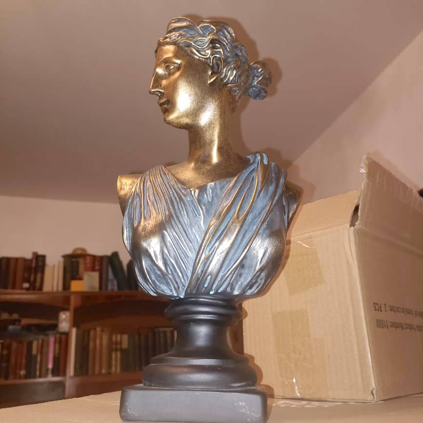 30cm Hand-painted Bronze Effect Greek Lady Statue Art Decor Female Sculpture Greek Figurine Lady Woman Bust