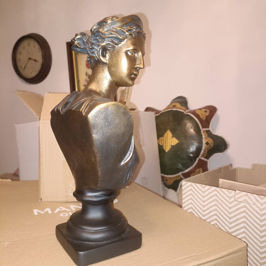 30cm Hand-painted Bronze Effect Greek Lady Statue Art Decor Female Sculpture Greek Figurine Lady Woman Bust