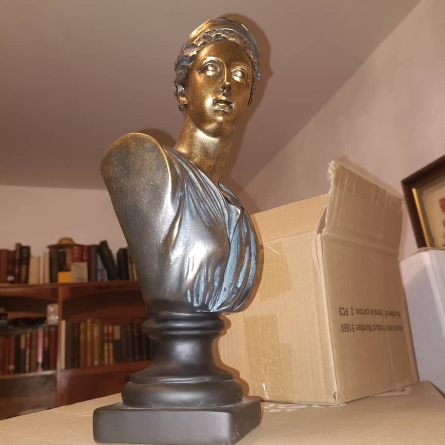 30cm Hand-painted Bronze Effect Greek Lady Statue Art Decor Female Sculpture Greek Figurine Lady Woman Bust