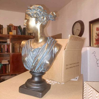 30cm Hand-painted Bronze Effect Greek Lady Statue Art Decor Female Sculpture Greek Figurine Lady Woman Bust