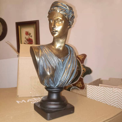 30cm Hand-painted Bronze Effect Greek Lady Statue Art Decor Female Sculpture Greek Figurine Lady Woman Bust