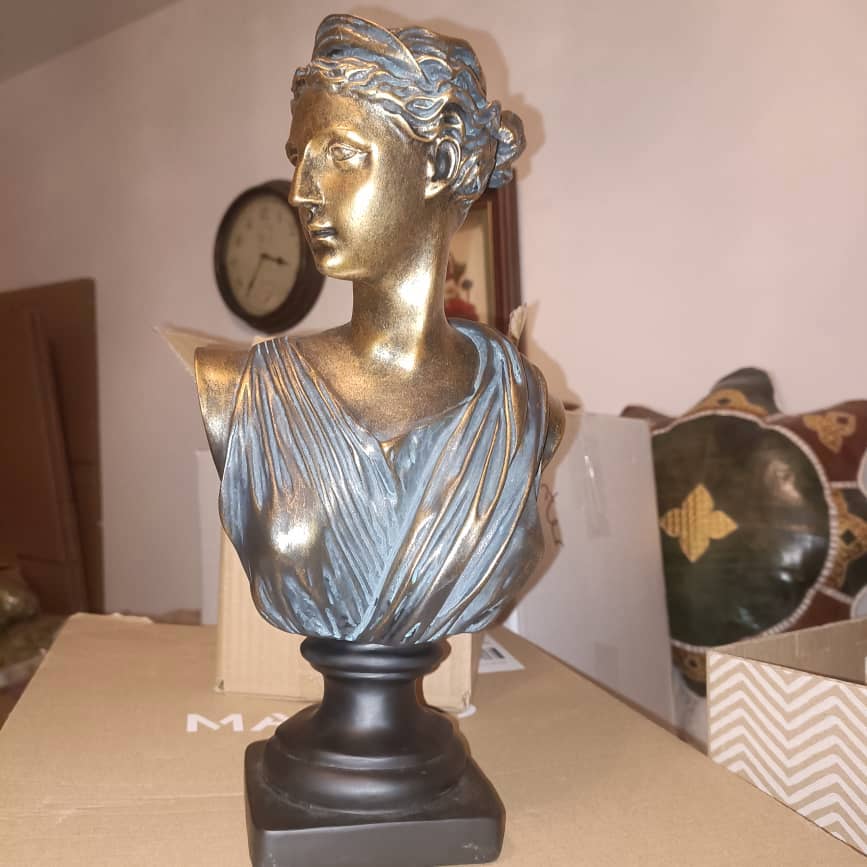30cm Hand-painted Bronze Effect Greek Lady Statue Art Decor Female Sculpture Greek Figurine Lady Woman Bust