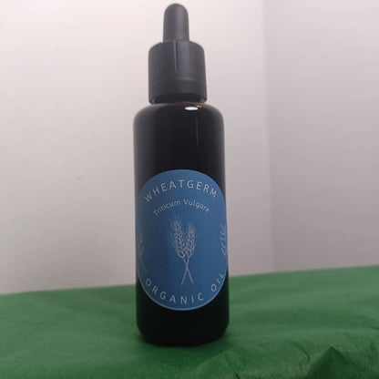 Organic Wheatgerm Oil (Triticum Vulgare) in Miron Glass with Dropper Bottled by Hand Food Grade Cold Pressed Wheatgerm Oil