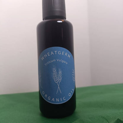 Organic Wheatgerm Oil (Triticum Vulgare) in Miron Glass with Dropper Bottled by Hand Food Grade Cold Pressed Wheatgerm Oil