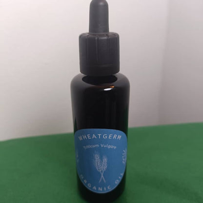 Organic Wheatgerm Oil (Triticum Vulgare) in Miron Glass with Dropper Bottled by Hand Food Grade Cold Pressed Wheatgerm Oil