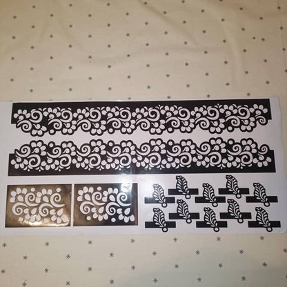 14-piece set Henna Stencils Template Hands and Feet Temporary Henna Tattoo Stencil Set Mehndi Body Art Bridal Henna Floral Designs
