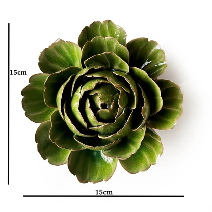 15cm English Garden Ceramic Flower Green Cabbage Vegetable Wall Hanging