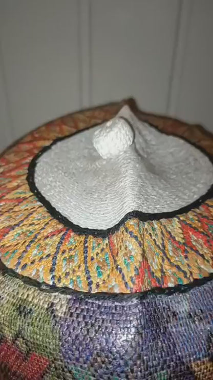 24.5 inch African Hausa Fulani Traditional Handmade Cap Nigerian Tangaran Size 24.5" Costume Headwear Headgear for Men Woven Hat West Africa