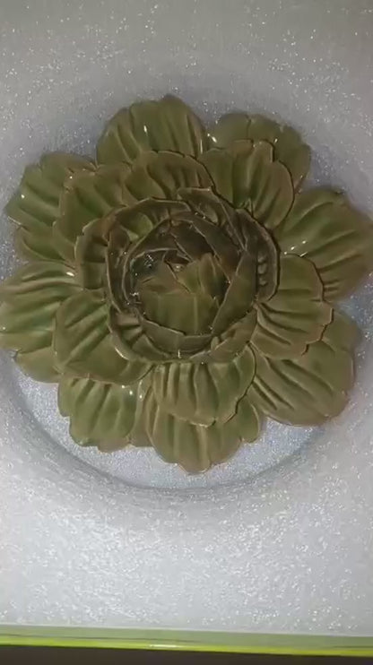 15cm English Garden Ceramic Flower Green Cabbage Vegetable Wall Hanging